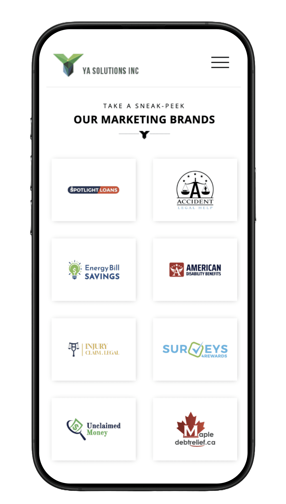 mobile view landing page
